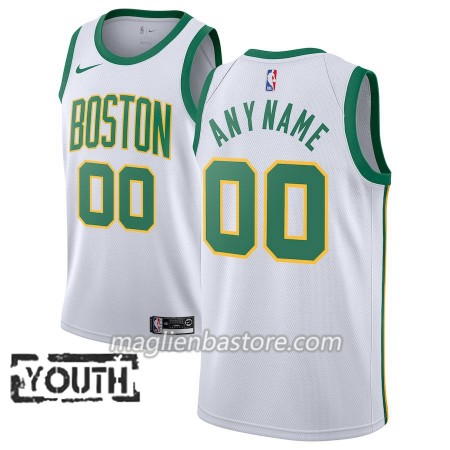 Maglia NBA Boston Celtics Personalizzate 2018-19 Nike City Edition Bianco Swingman - Bambino